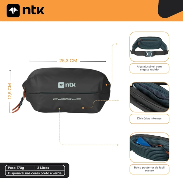 Pochete Evoque 2L em Poliéster e Laminação PU 600D Preta 203053-PR Nautika-8a687974-7830-4efd-b9a0-04abfa9196e5