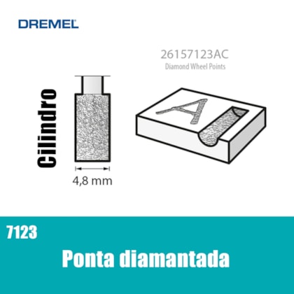 Ponta Diamantada 7123 Paralela 3/16 Pol. 26157123AC Dremel -84130ff8-3c6a-4892-bc85-eae51c27c60d