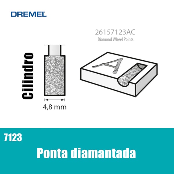 Ponta Diamantada 7123 Paralela 3/16 Pol. 26157123AC Dremel -d48b467f-b0b5-48c9-aeeb-65064fca26b3