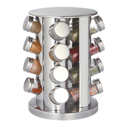 Porta-Condimento 16 Potes de Vidro com Suporte Vertical Giratório Prata PCON-006 Hauskraft-31323768-372c-4871-aaee-1c44a53d9581