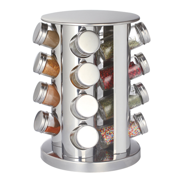 Porta-Condimento 16 Potes de Vidro com Suporte Vertical Giratório Prata PCON-006 Hauskraft-c9001114-332f-4ea9-850f-6e4063ff1f85