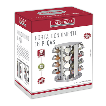 Porta-Condimento 16 Potes de Vidro com Suporte Vertical Giratório Prata PCON-006 Hauskraft-9b78ccf9-59b8-4e7c-abba-ba83bb66e85f