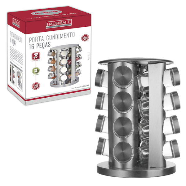 Porta-Condimento 16 Potes de Vidro com Suporte Vertical Giratório Prata PCON-006 Hauskraft-0d584eb7-0906-4424-8592-fcf3bebad16b