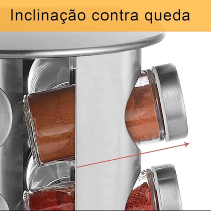 Porta Condimentos Redondo Giratório em Aço Inox Com 16 frascos de vidro 80g GH408 Globalmix-6a59cf30-4e28-4bca-8c4a-289d3837bbbe