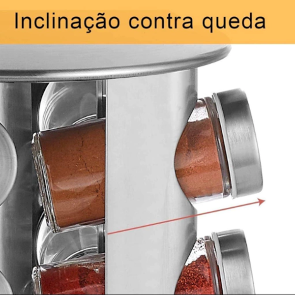 Porta Condimentos Redondo Giratório em Aço Inox Com 16 frascos de vidro 80g GH408 Globalmix-ce92e24a-f317-45db-9925-b546751e8b3c