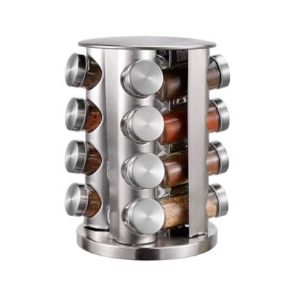 Porta Condimentos Redondo Giratório em Aço Inox Com 16 frascos de vidro 80g GH408 Globalmix-d84ab5b5-13cc-48af-8092-97fa69a6ce89