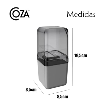 Porta Escova de Dentes Cube Com Tampa Cinza Fumê 20877/0116 Coza -32636d3d-51ec-4c67-a5b3-fcf2fb176f21