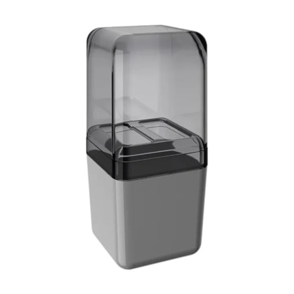 Porta Escova de Dentes Cube Com Tampa Cinza Fumê 20877/0116 Coza -d1a748c6-76a5-459c-b534-d725158fec72