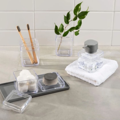 Porta Escova De Dentes Cube com Tampa Cristal 20877/0009 Coza -52c77972-a85d-4bf8-8482-494cc2b19712