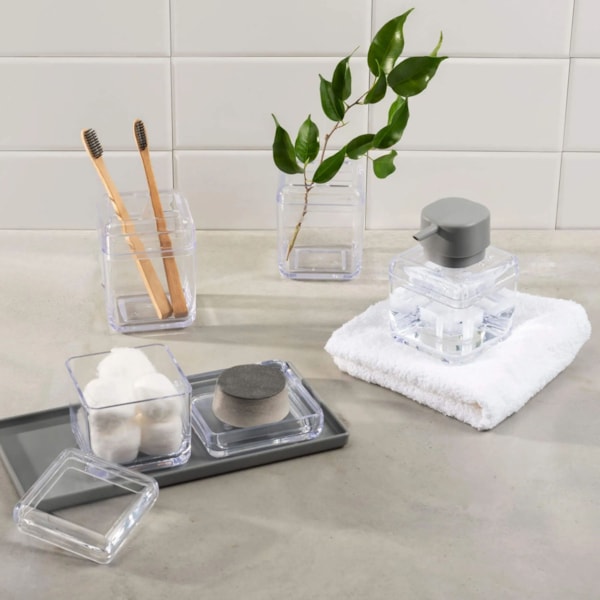 Porta Escova De Dentes Cube com Tampa Cristal 20877/0009 Coza -1d31c70e-f748-4857-82d6-1ce39537c3e1
