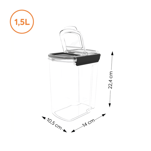 Porta Mantimentos Easy 1,5 Litros Cristal 10233/3009 Coza-573d5ee3-358f-42ec-b282-5672fdaf084b