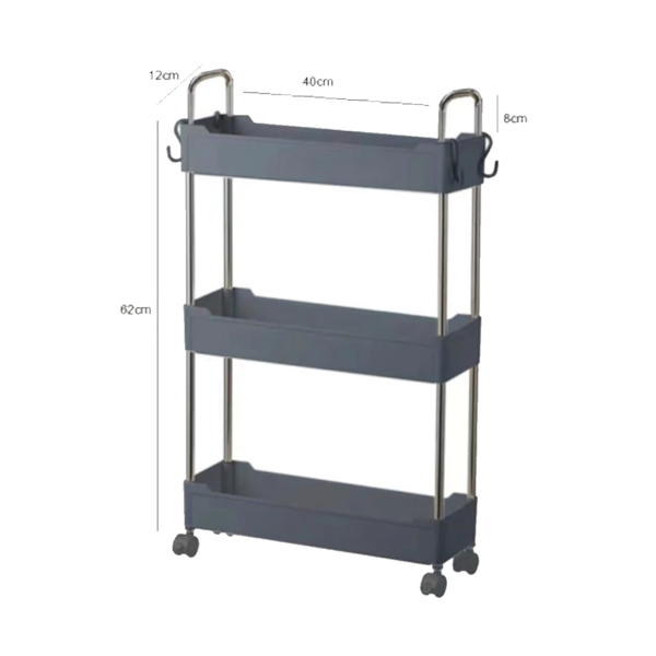 Prateleira carrinho organizador multiuso Cinza 3 andares  GH206 Globalmix-5219f2b6-7b83-44aa-860b-4301d72651bd