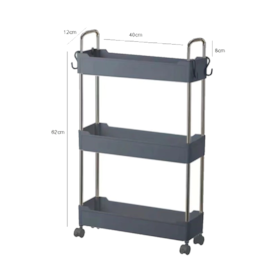 Prateleira carrinho organizador multiuso Cinza 3 andares  GH206 Globalmix