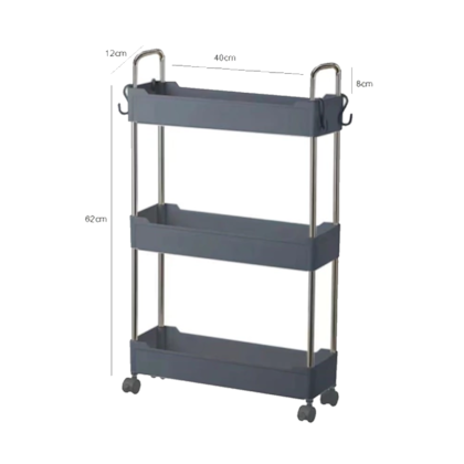 Prateleira carrinho organizador multiuso Cinza 3 andares  GH206 Globalmix-e23a1175-3aec-437b-8a58-1229434a5ae7