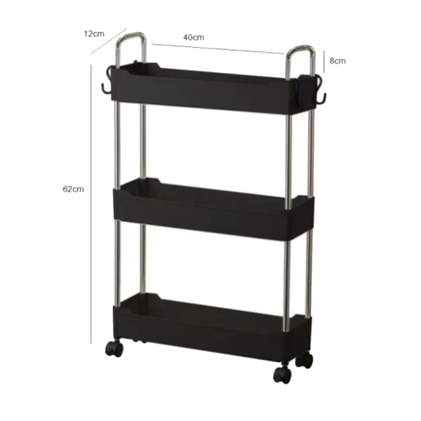 Prateleira carrinho organizador multiuso Preta 3 andares GH204 Globalmix-e33d30d0-261e-4275-bfb4-c05aaeb94acf