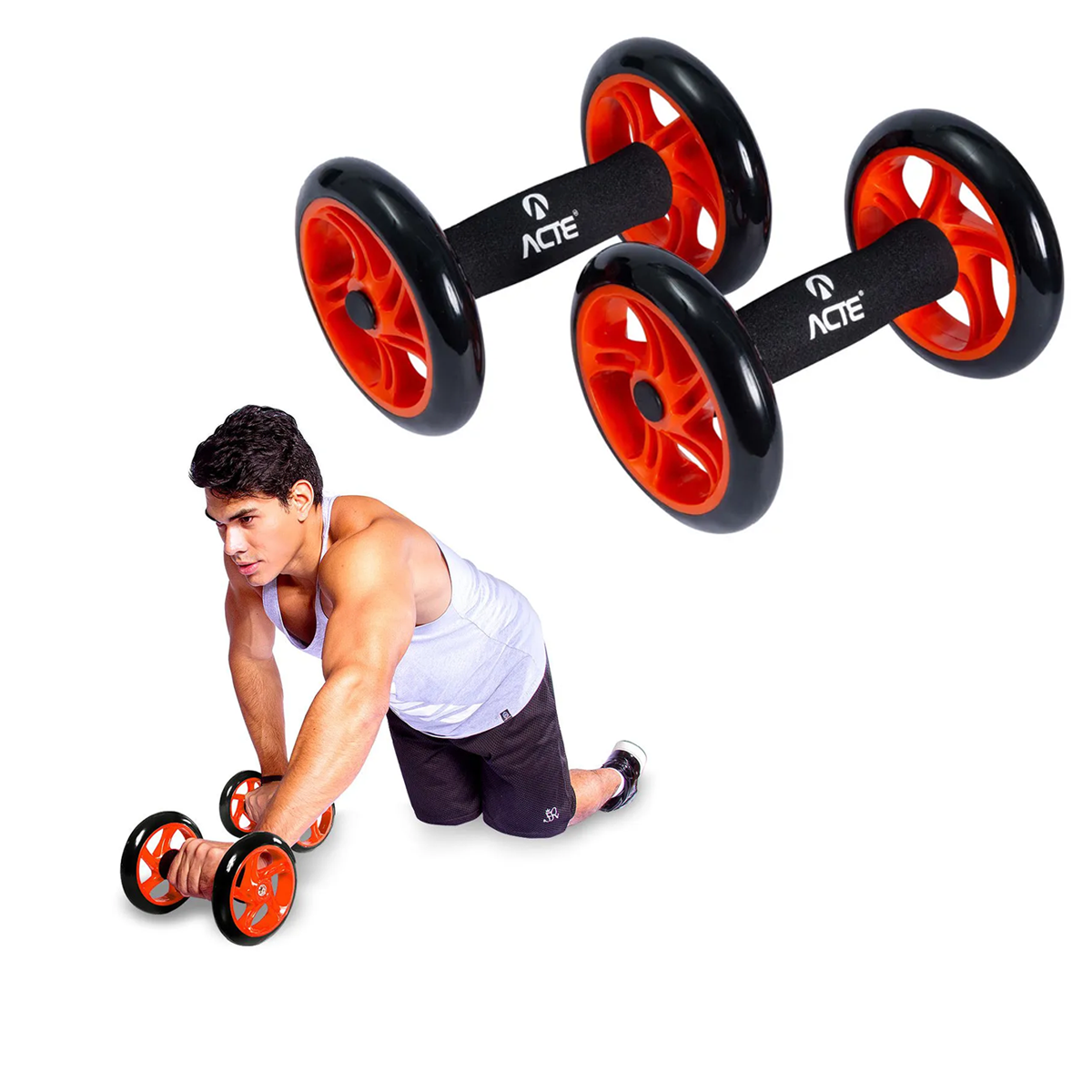 Roda Abdominal Dupla ABS Workout Orange T145 Acte Sports | Ultra