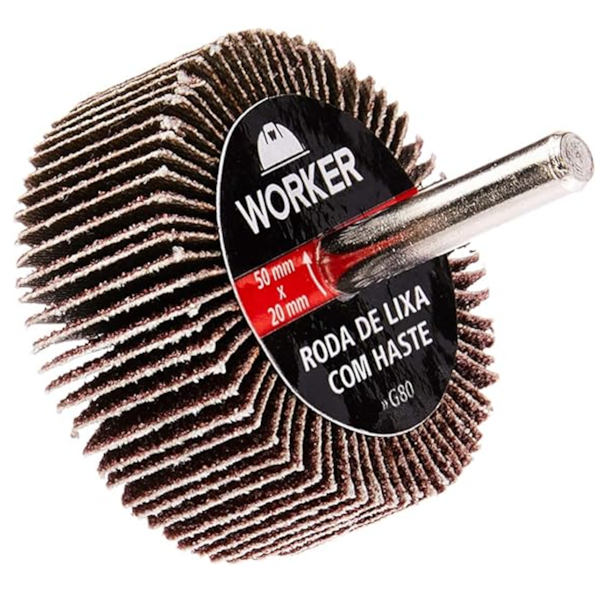 Roda de Lixa 50x20mm Grão 80 com Haste - 215635 Worker-e4e627b9-95b1-4581-b087-726a270346a5