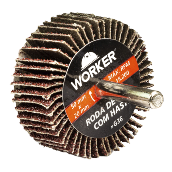 Roda lixa com haste 50mmx20mm grão 36 - 215600 WORKER -149952ab-6651-4fe4-8ec6-3cc1b932f181