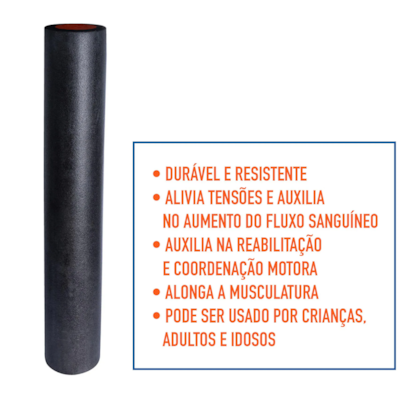 Rolo Para Exercícios de Pilates Foam Roller 90cm x 15cm Laranja/Preto T61 Acte Sports-bdd2f5e7-fecf-4069-9c7a-99fe1d93b765