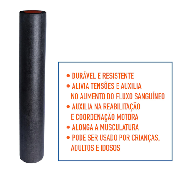 Rolo Para Exercícios de Pilates Foam Roller 90cm x 15cm Laranja/Preto T61 Acte Sports-bce19730-1068-4932-8e12-188a980fd379