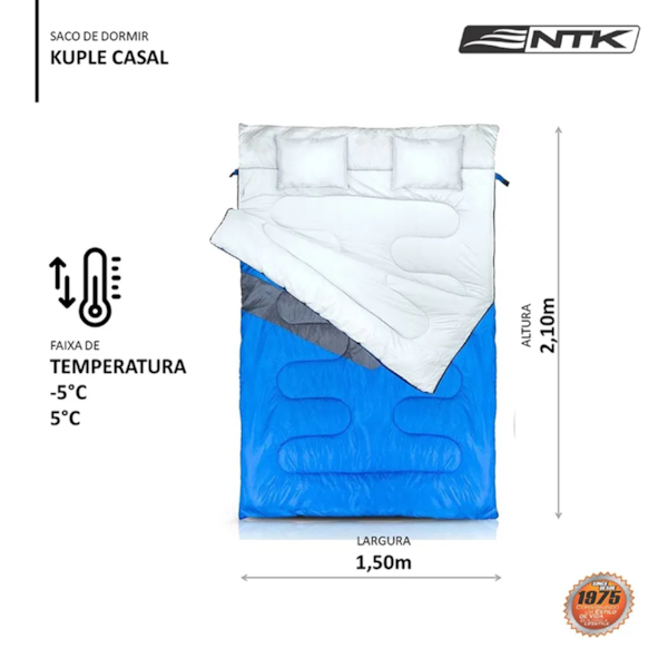 Saco de dormir Kuple Nautika Casal Faixa de Temperatura de -5°C à 5°C Azul  231010 Nautika-50e51d32-da12-4562-99e3-14b147d1709a