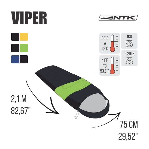 Saco de dormir Viper Solteiro de 5°C à 12°C 230100 Nautika-c06d11a3-6ef7-42a3-bc31-b242bf0edc0d