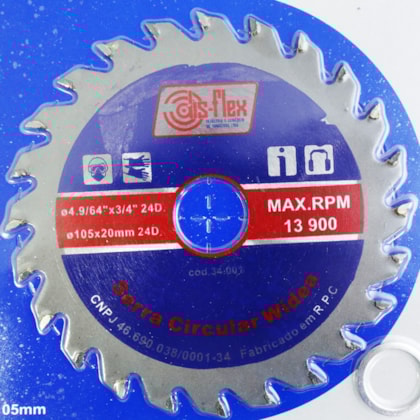 Serra Circular de Widea 105x20mm com 24 Dentes Disflex-095efb47-448c-471a-90b7-40fb2c4937b6