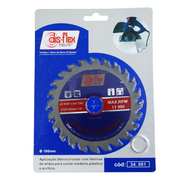 Serra Circular de Widea 105x20mm com 24 Dentes Disflex-695e0336-1e6c-4a42-8047-cb20431aa78e