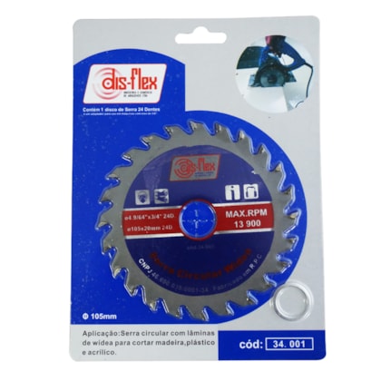 Serra Circular de Widea 105x20mm com 24 Dentes Disflex-849a95fd-6fc6-42cb-88e6-42f916bae056