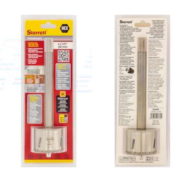 Serra Copo Diamantada 100mm com Haste 150mm Starrett-309541c3-777e-4f2a-b979-0385f5cffd5b