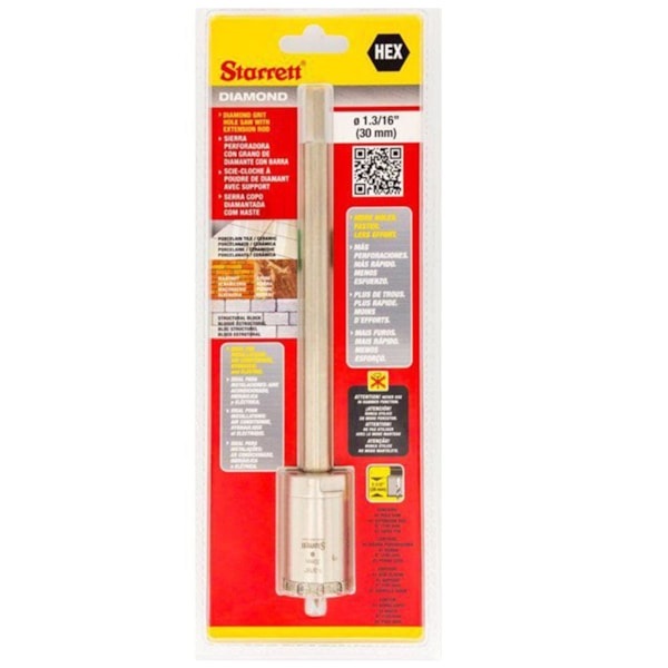 Serra Copo Diamantada 30mm c/ Haste Starrett-2b74305c-f32a-4858-9731-c7011df6f5af