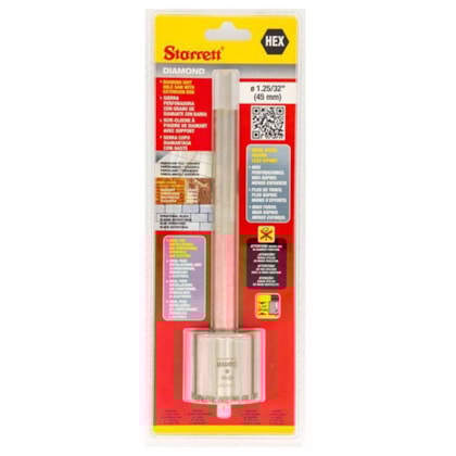 Serra Copo Diamantada 45mm c/ Haste Starrett-f4c103dc-004f-4f1d-96f0-f75c8bfbe8c0