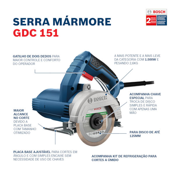 Serra Mármore GDC 151 TITAN 1500W Com Kit Refrigeração E Maleta Bosch-1c05f2c8-0989-451a-84a5-a02bdf9efb3d
