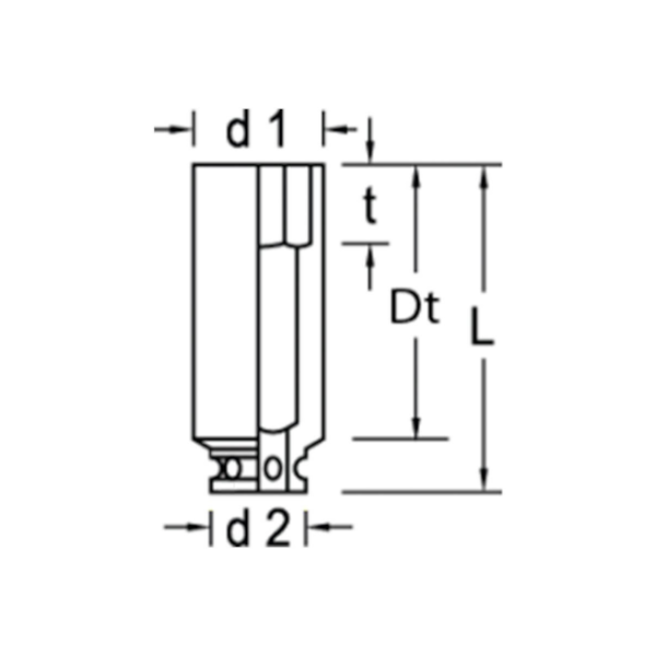 Soquete de Impacto Longo 1.3/8 Encaixe 1