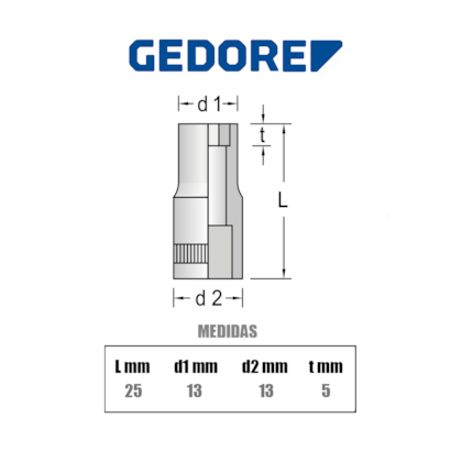 Soquete Estriado 11/32 Pol. Encaixe 1/4 Pol. D20 013156 Gedore