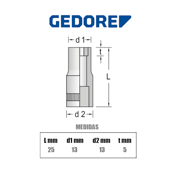 Soquete Estriado 11/32 Pol. Encaixe 1/4 Pol. D20 013156 Gedore-3ec15e3a-4294-432e-ab79-30d069741b35
