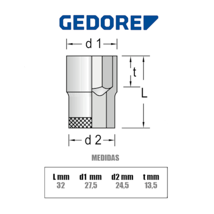 Soquete Estriado 20mm Cromado Encaixe 3/8 Pol. 014015 Gedore -3aaa6a3e-4696-44af-9442-3262d49c04a2