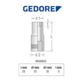 Soquete Estriado 9mm 1/4"pol. Encaixe D20 Original 013108 Gedore