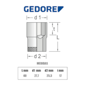 Soquete Sextavado 25/32 Pol. Cromado 015061 Gedore 