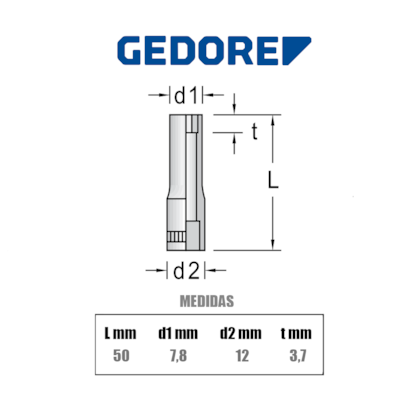 Soquete Sextavado Longo 3/16 Pol. Encaixe 1/4 Pol. 20L 013551 Gedore