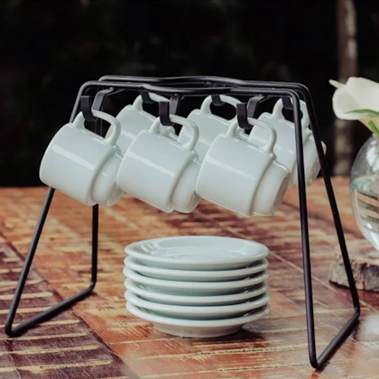 Suporte Para Xícaras e Coedor Viena Preto 991907 BelFix