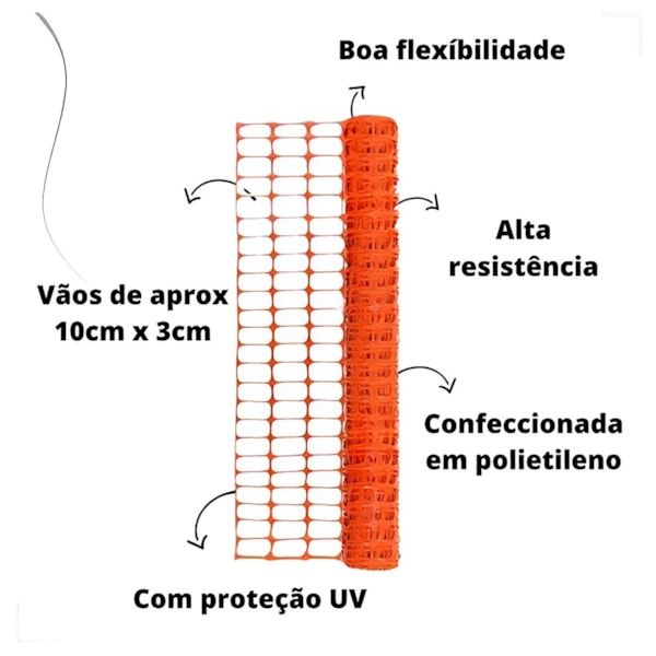 Tela Tapume Em Polietileno Com Proteção UV 1,20m x 50m Extrusada Laranja 700.00999 Plastcor-25f6656a-22cc-4765-a898-1202590cab93