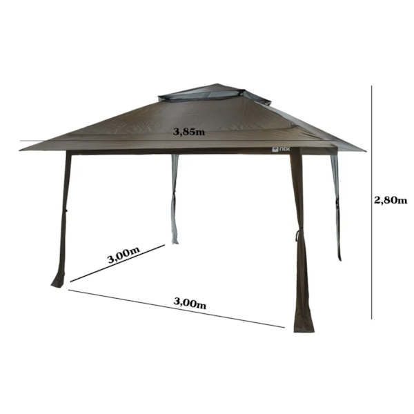 Tenda Gazebo Deluxx em Aço e Proteção UV Poliester 420D 3,85m Marrom Nautika-29adafe5-f96d-4d5b-9020-74f26a4959e8