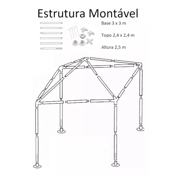Tenda Gazebo Desmontável Em Tubos de Aço 3m x3m Azul 293708 Kala-215535a8-2c11-4e57-b8cf-3296d80eafd5