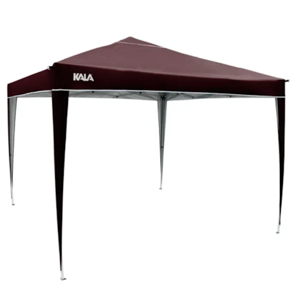  Tenda Gazebo Dobrável 3m x 3m Com Pés em Alumínio Marrom 309973 Kala