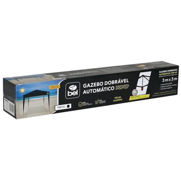 Tenda Gazebo Dobrável Automática Preta Pop-Up 3M Bel 330507-d5570092-3b1d-477e-bf29-b78f3e487448