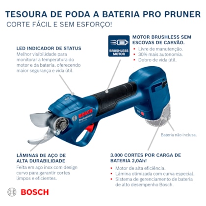 Tesoura de Poda 12V PRO Pruner S/BAT 06019K10E0 Bosch -b979788b-e4a5-4d09-9d04-ff6b74491f2e