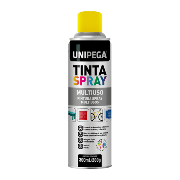 Tinta Spray Multiuso Amarelo 300ml/200g 05340114 Unipega-89316a2d-e755-460c-a008-833665dc76c6
