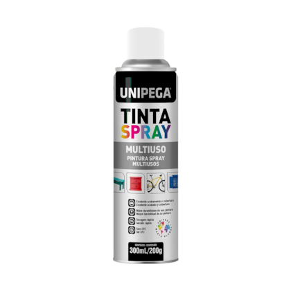 Tinta Spray Multiuso Branco Brilhante 300ml/200g Unipega