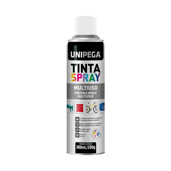 Tinta Spray Multiuso Branco Brilhante 300ml/200g Unipega-181c4f1c-7c99-439c-b551-3a578d65d5a5